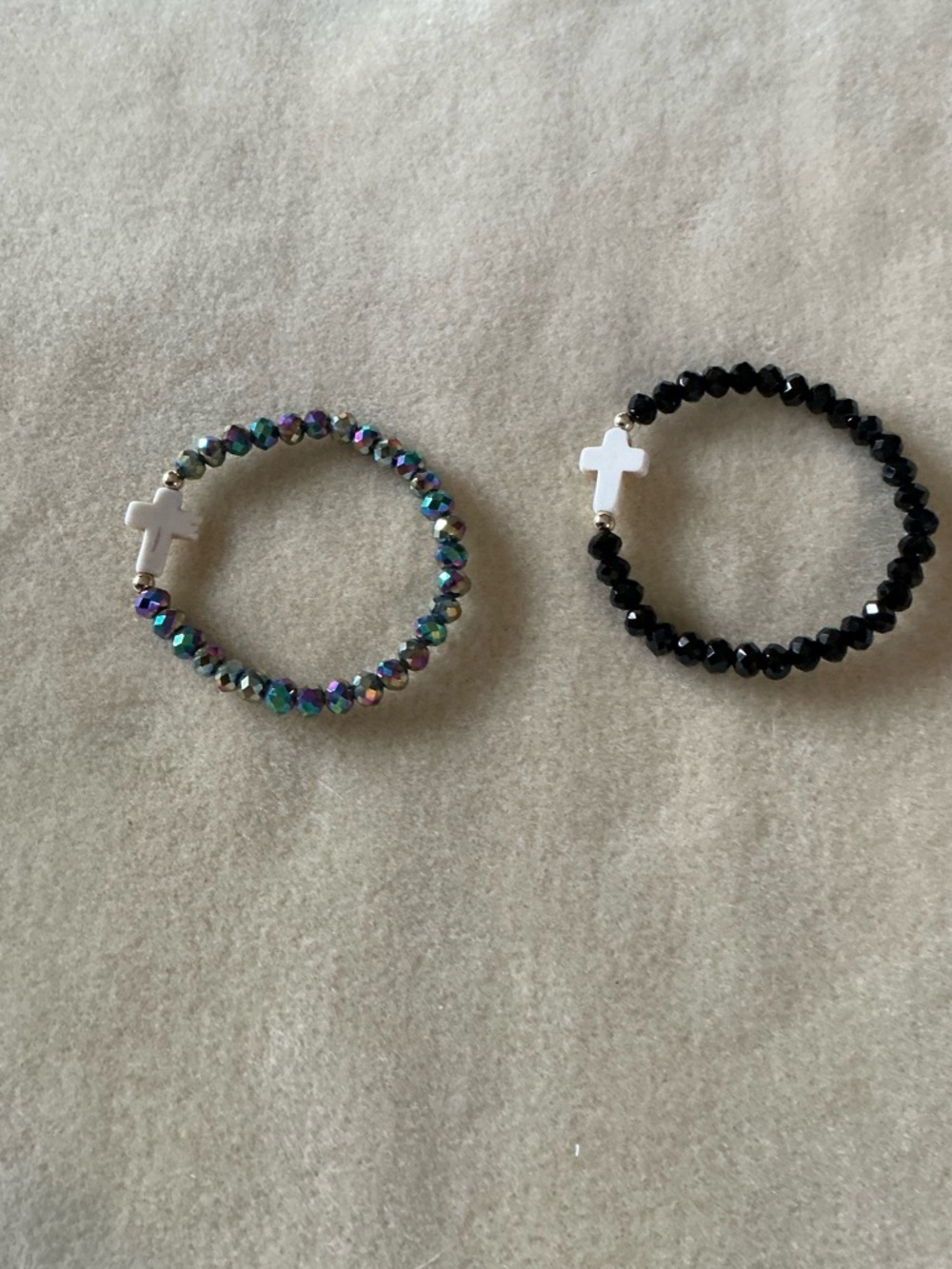 Stretch Bracelet Set with Cross Charm - set of 2 - Picture 1 of 2